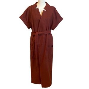 Worthington wool blend short sleeve Vest Wrap Shacket. Tie waist. Size L.